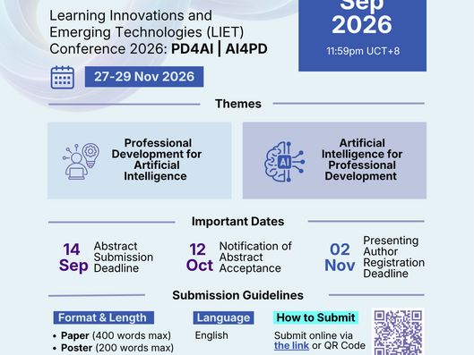 Thumbnail of [Conference] Learning Innovations and Emerging Technologies Conference 2026 (LIET2026): PD4AI | AI4PD
